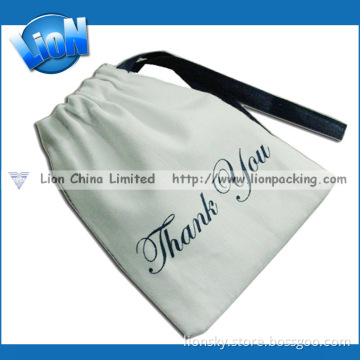 Reuseable Ribbon Wholesale Customized Personalized White Cotton Pouch (e-074)